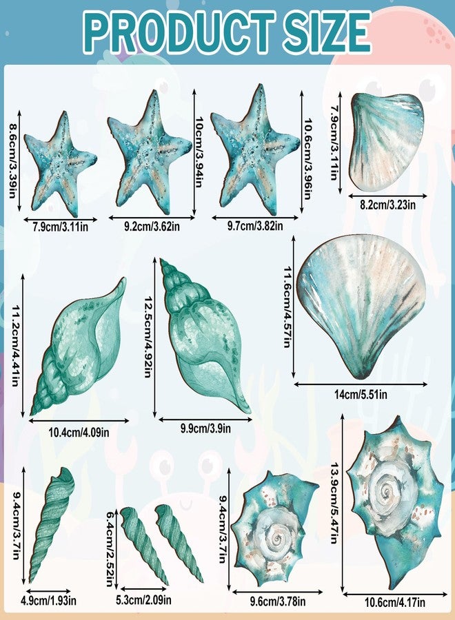 Lineshading 20 Pcs Wooden Beach Wall Decor Coastal Art Decorations Ocean Seashell Starfish Seahorse Nautical Wall Art Beach Theme Bathroom Decor for Outdoor Farmhouse House Home - Image 3